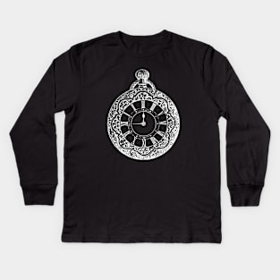 White Vintage Pocket Watch Kids Long Sleeve T-Shirt